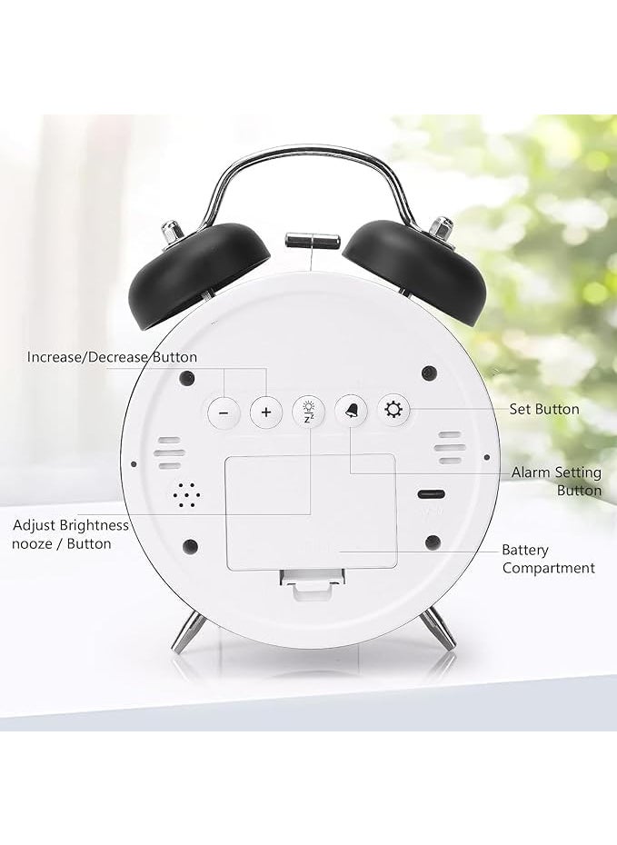 PROSFIA Fun Clock Multifunction Battery Powered Table Clocks Extra Loud 3D led Twin Bell Alarm Clock Digital Alarm Clock DualAlarms 1224Hr for Bedroom Office Table Black
