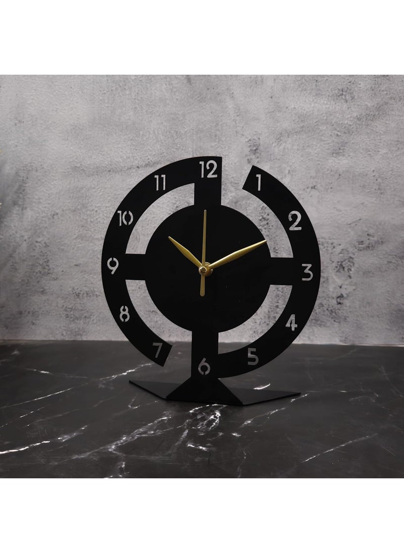 ZENTIMO STORE Modern Black and White Table Clock with Unique Circular Design
