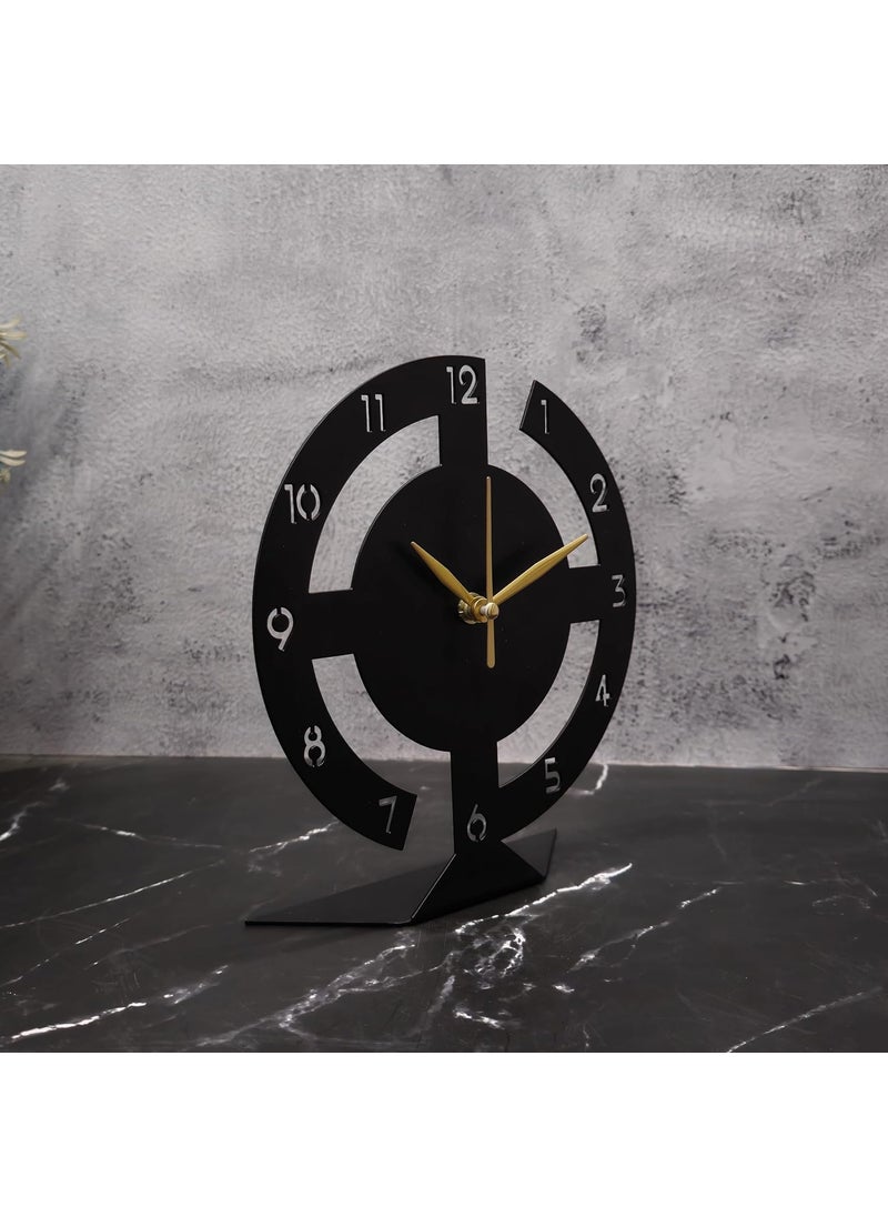 ZENTIMO STORE Modern Black and White Table Clock with Unique Circular Design