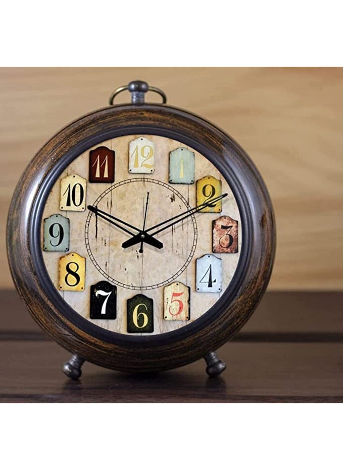 The Antiques Lab Table Clock Antique Style Wooden 525 inch dial 4 inch Colour Brown Office Home Decor handicrafts Items Wedding Gift Bedroom Living Room Desk Clock Multicolor Dial