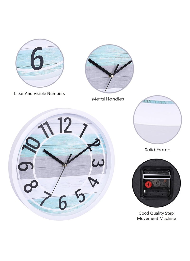 Umi 12 Inches Step Movement Quartz Round Designer Plastic Wall Clock for Home Kitchen Bedroom Hall Living Room Office 126_WFF_White