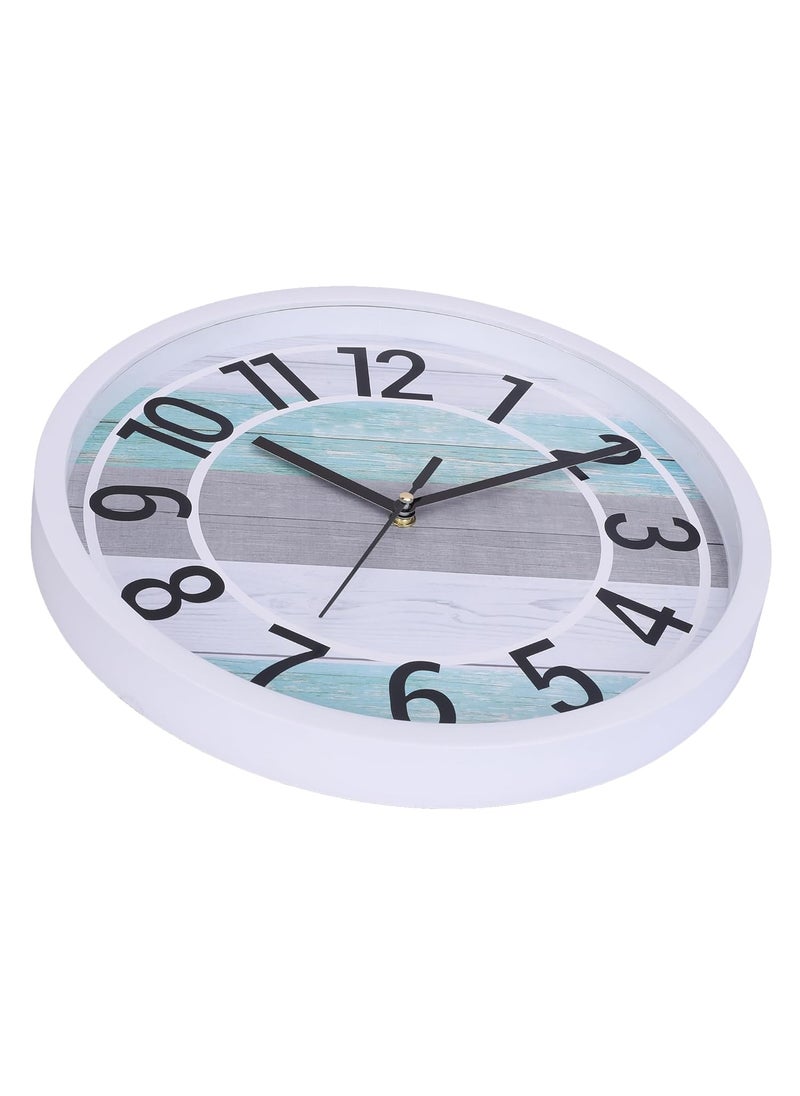 Umi 12 Inches Step Movement Quartz Round Designer Plastic Wall Clock for Home Kitchen Bedroom Hall Living Room Office 126_WFF_White