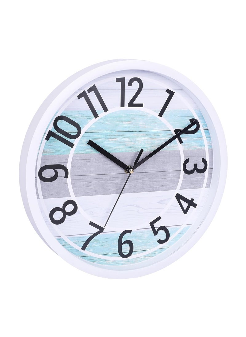 Umi 12 Inches Step Movement Quartz Round Designer Plastic Wall Clock for Home Kitchen Bedroom Hall Living Room Office 126_WFF_White