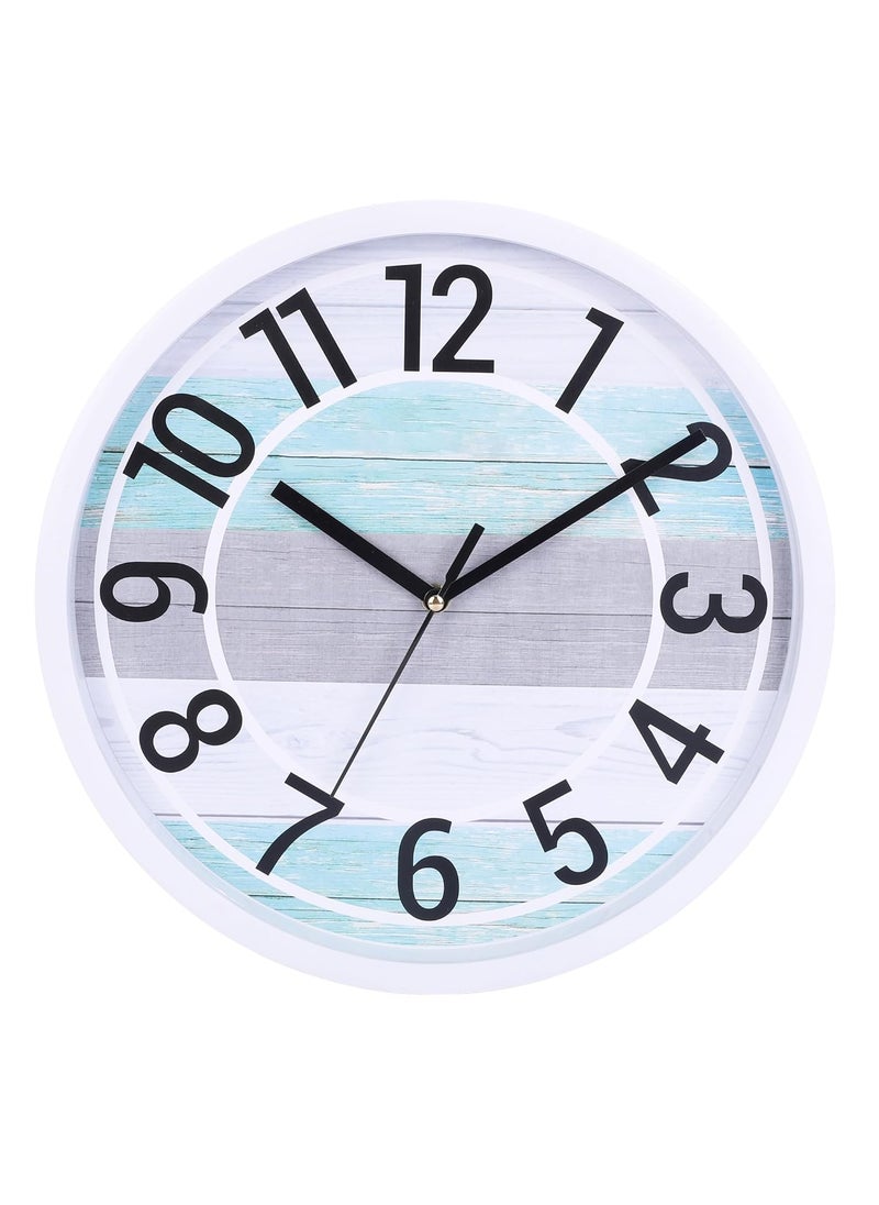 Umi 12 Inches Step Movement Quartz Round Designer Plastic Wall Clock for Home Kitchen Bedroom Hall Living Room Office 126_WFF_White
