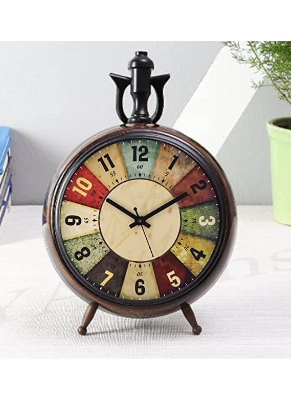 The Antiques Lab Table Clock Antique Style Wooden 525 inch dial 4 inch Colour Brown Office Home Decor handicrafts Items Wedding Gift Bedroom Living Room Desk Clock Brown 2