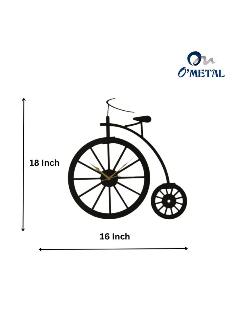 OMETAL Pedal Pulse Metal Cycle Art Sculpture Wall Art with Galloping Time Wall Clock for Living Room Bedroom Hall Home and Office Decoration 18Inch