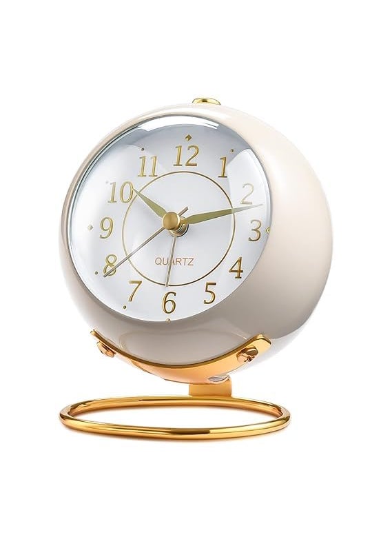 Anadi Silent NonTicking Table Clocks Classic Nordic Simple Square Digital Desk Clock Metal Alarm Clock for Bedroom Living Room Kitchen Indoor Dcor White