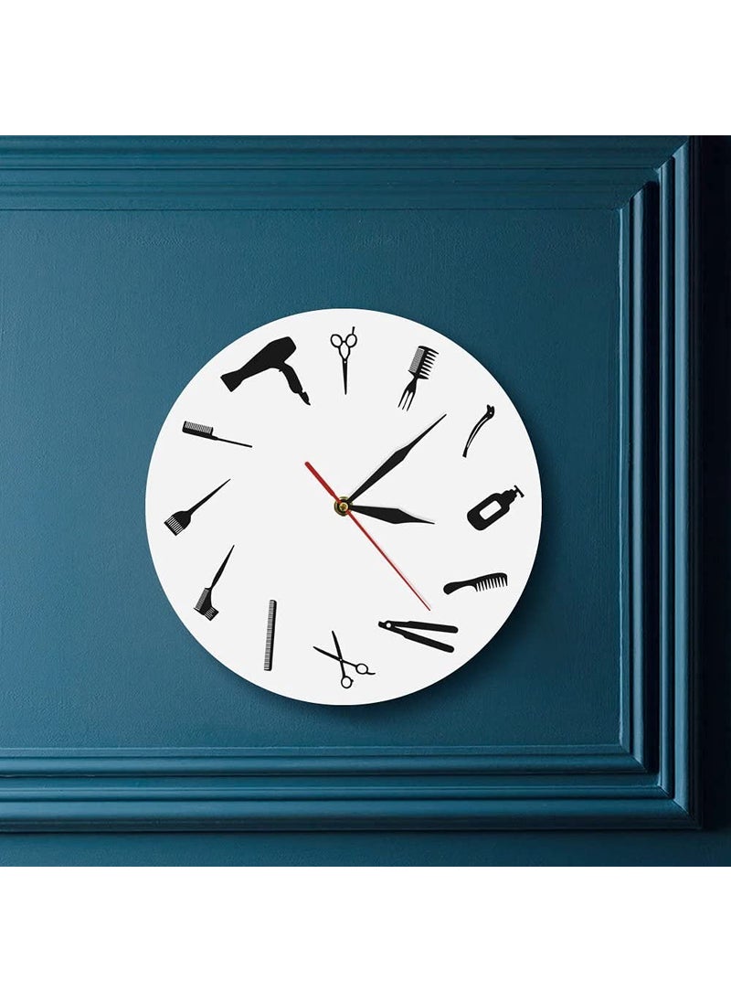 NABSTER Barber Equipment Tools Wall Clock Modern Design Barber Shop Business Sign Wall Clock Beauty Hair Salon Clock Hairdresser Gift White