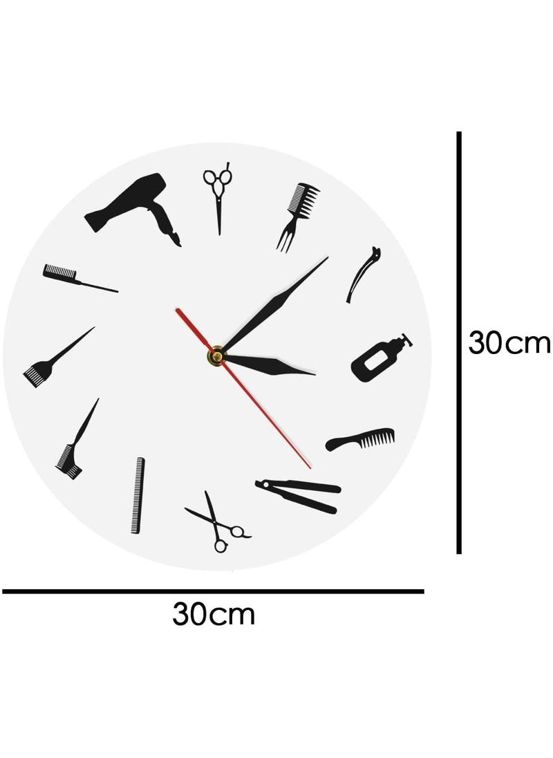 NABSTER Barber Equipment Tools Wall Clock Modern Design Barber Shop Business Sign Wall Clock Beauty Hair Salon Clock Hairdresser Gift White