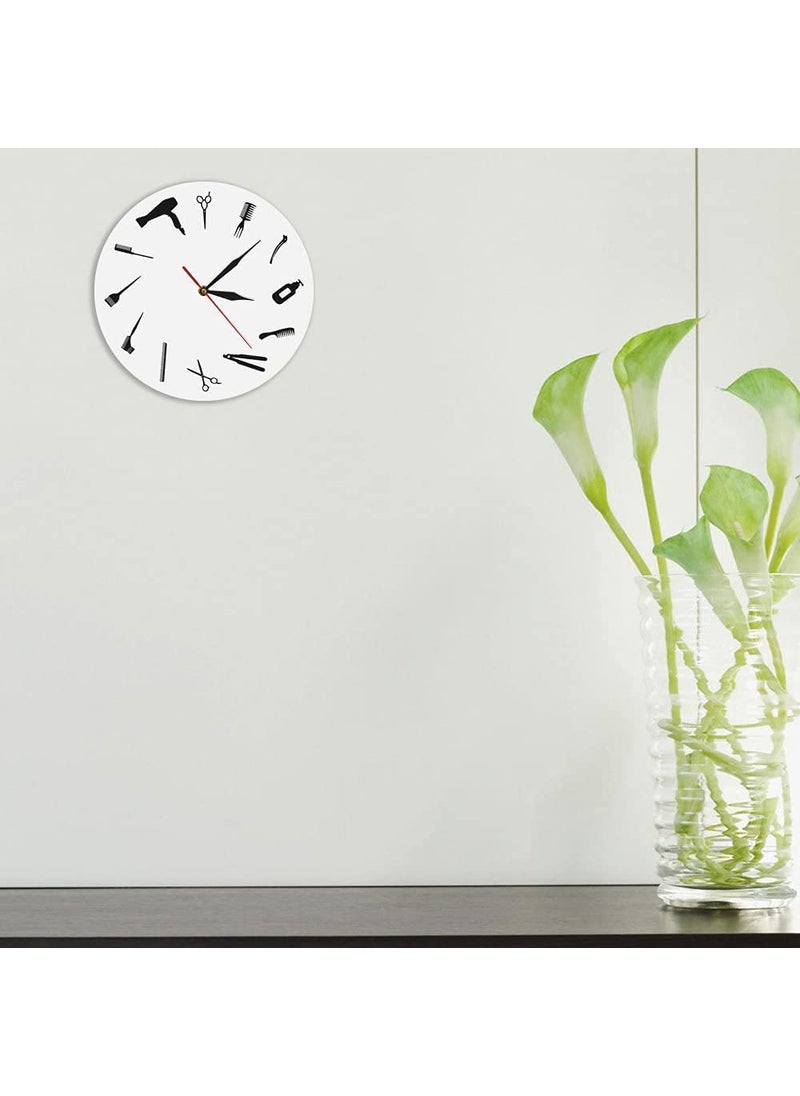 NABSTER Barber Equipment Tools Wall Clock Modern Design Barber Shop Business Sign Wall Clock Beauty Hair Salon Clock Hairdresser Gift White