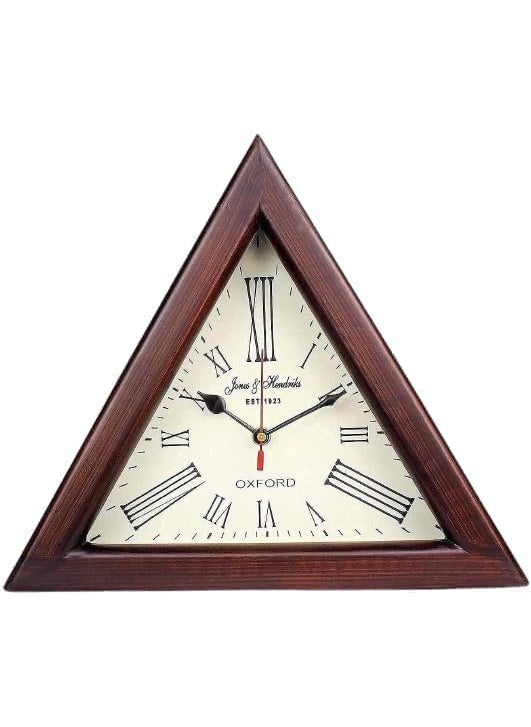 ARTIKRON Vintage Triangle Wooden Wall Clock with Roman Numerals Classic Decorative Timepiece