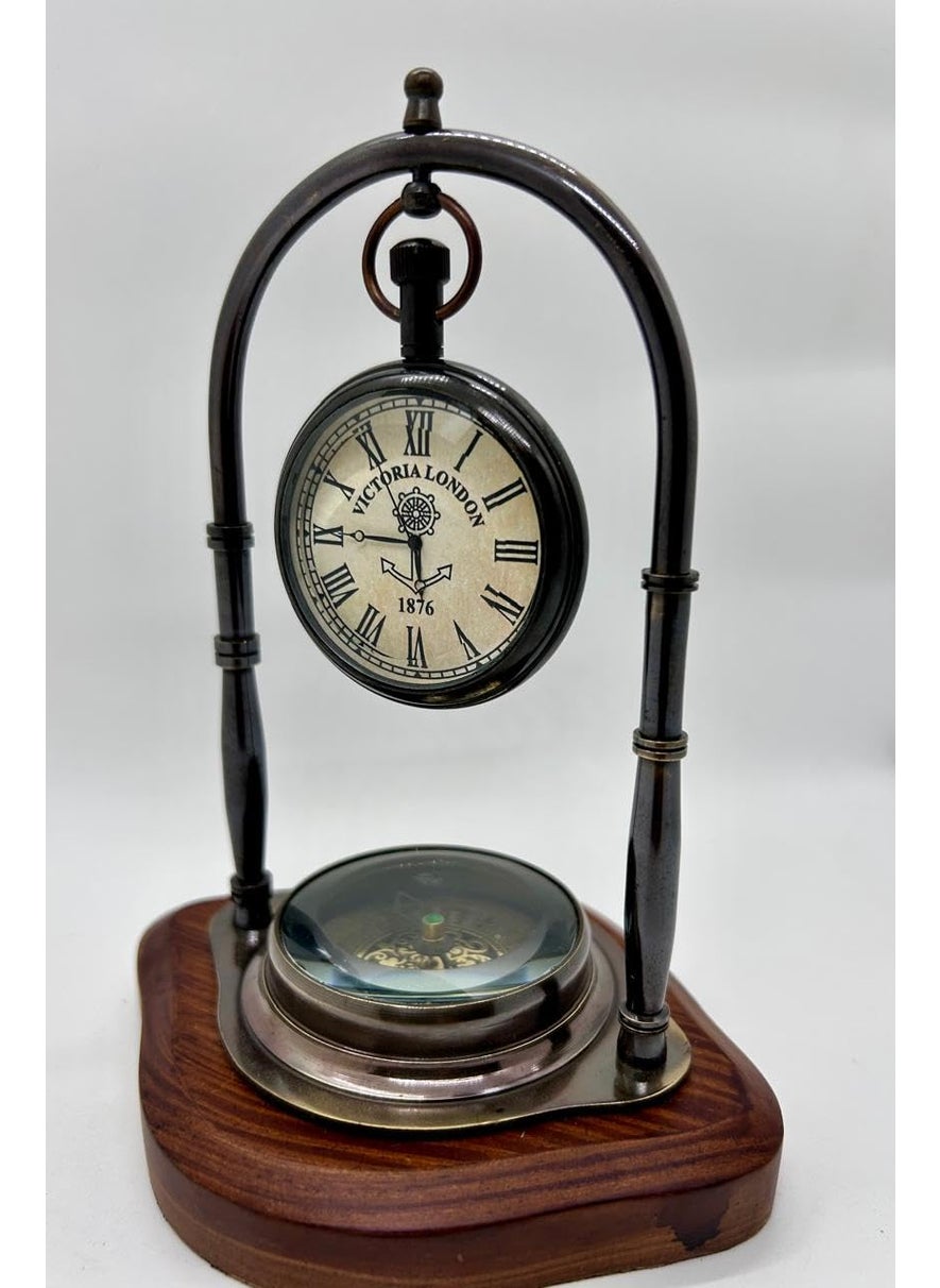 Vintage collection Brass Table Clock with Compass Clock012