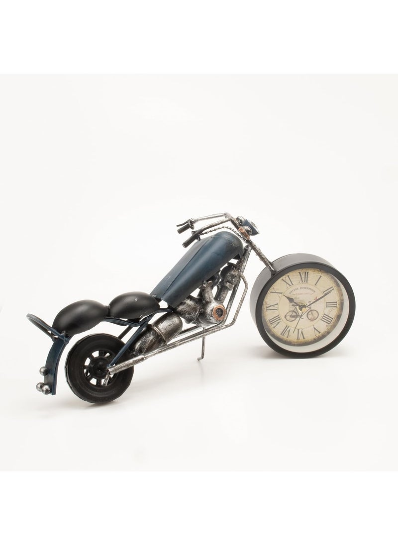 Delightful Dcor Vintage Style Motorcycle Table Top Rustic Motor Bike Table Clock Antique for Mantle Shelf Decorations Living Room Blue 33 x 5 x 17 cm Set of 1
