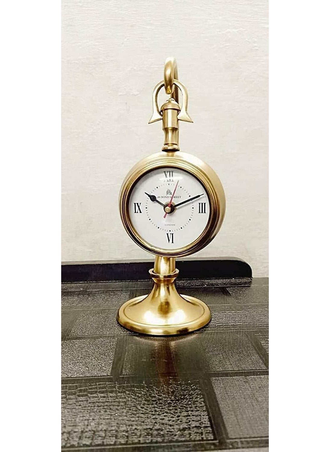 ALI NAUTICAL Antique Brass Table Top Clock Desk Clock Hanging Tabletop Clock for Home Office Living Room Kids Room Studio Decoration Gift Item