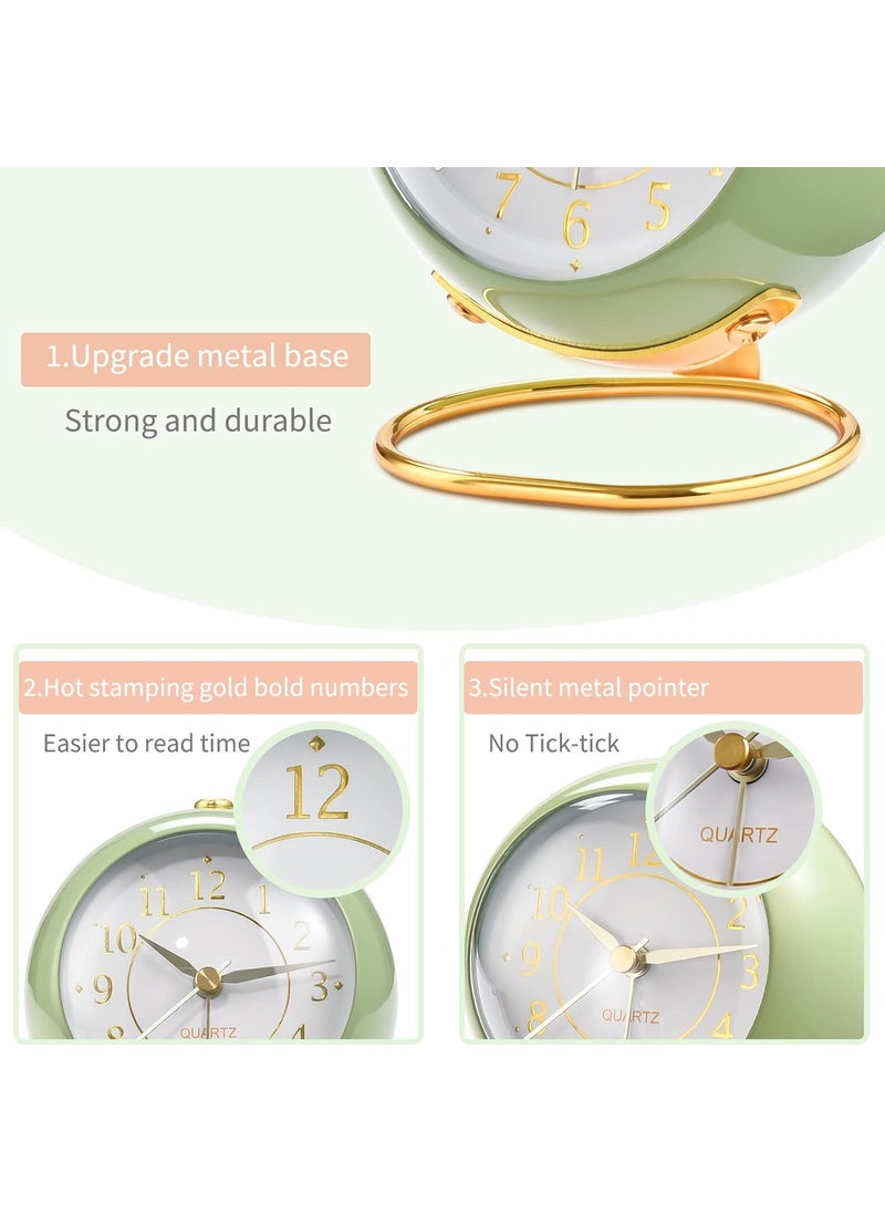 Small Table Clocks Classic Silent NonTicking Tabletop Kids Room Analog Alarm Clock Battery Operated Desk Clock with Backlight HD Glass for Bedroom Living Room Kitchen Indoor Decor A_8