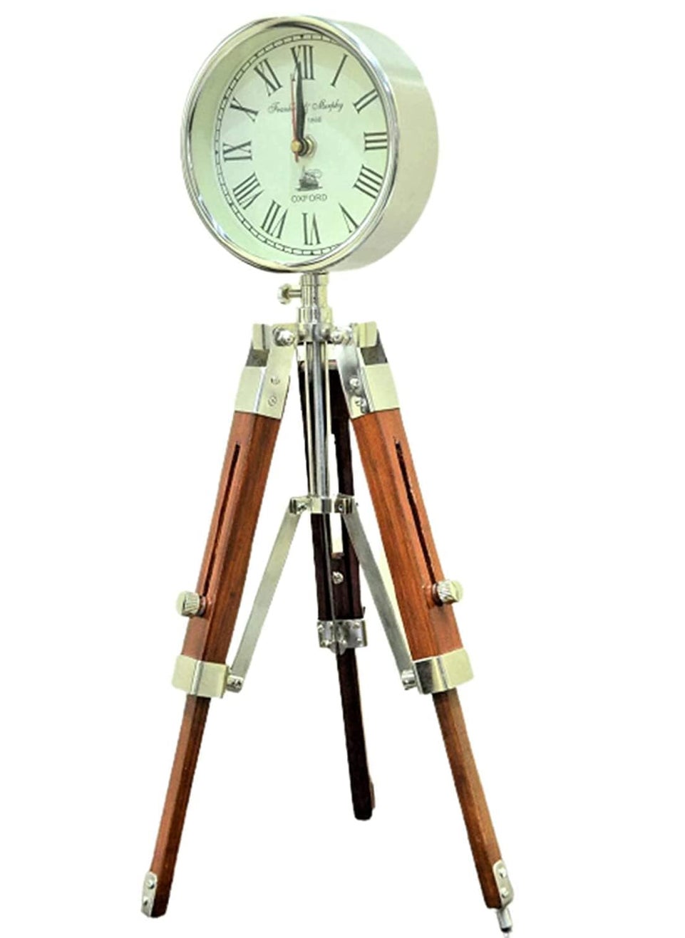 ARTIKRON Handmade Table Top Clock Desk Clock Floor Standing Roman Number Clock 4572 cm with Adjustable Tripod Stand Home Office Studio Decoration Gift