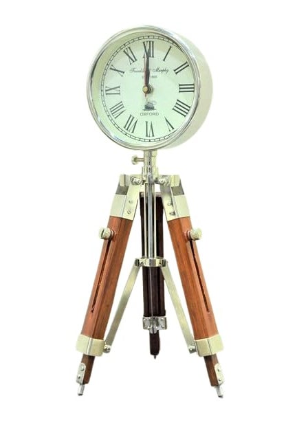 ARTIKRON Handmade Table Top Clock Desk Clock Floor Standing Roman Number Clock 4572 cm with Adjustable Tripod Stand Home Office Studio Decoration Gift