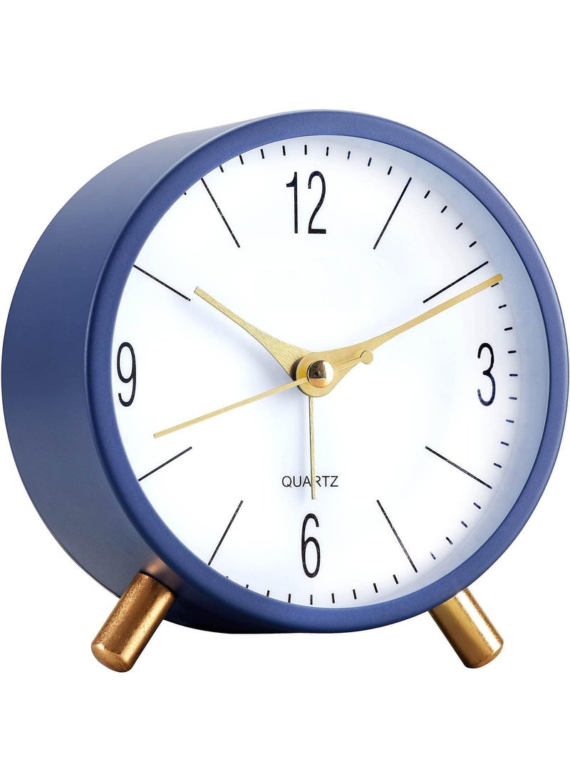 Small Table Clocks Classic Silent NonTicking Tabletop Kids Room Analog Alarm Clock Battery Operated Desk Clock with Backlight HD Glass for Bedroom Living Room Kitchen Indoor Decor A 3