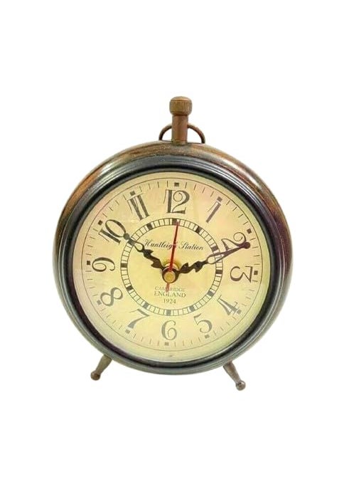 ARTIKRON Handmade Antique Wooden Table Top Clock Desk Clock Antique Style Roman Number Home Office Study Living Room Decoration Gift Item