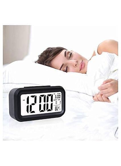 RIMCART Digital Smart Alarm Clock with Date Temperature Display Snooze Alarm Table Clock for Home Bedroom with Smart Automatic Sensor Backlight Battery Operated Clock