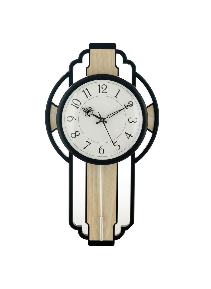 Vaansh Step Movement Attractive Design Pendulum Wall Clock for Home and Offices 20x11 Inches_Metal Pendululm Brown