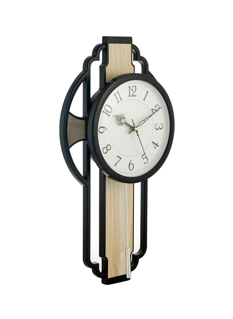 Vaansh Step Movement Attractive Design Pendulum Wall Clock for Home and Offices 20x11 Inches_Metal Pendululm Brown