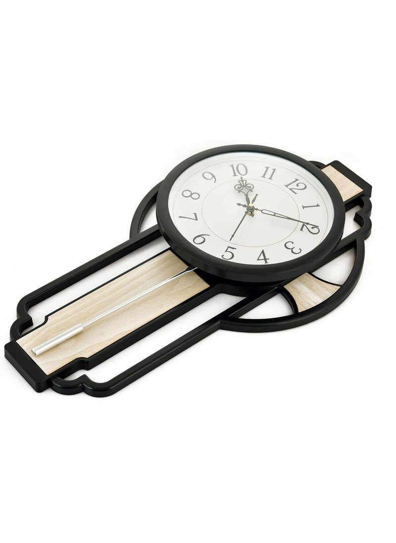 Vaansh Step Movement Attractive Design Pendulum Wall Clock for Home and Offices 20x11 Inches_Metal Pendululm Brown