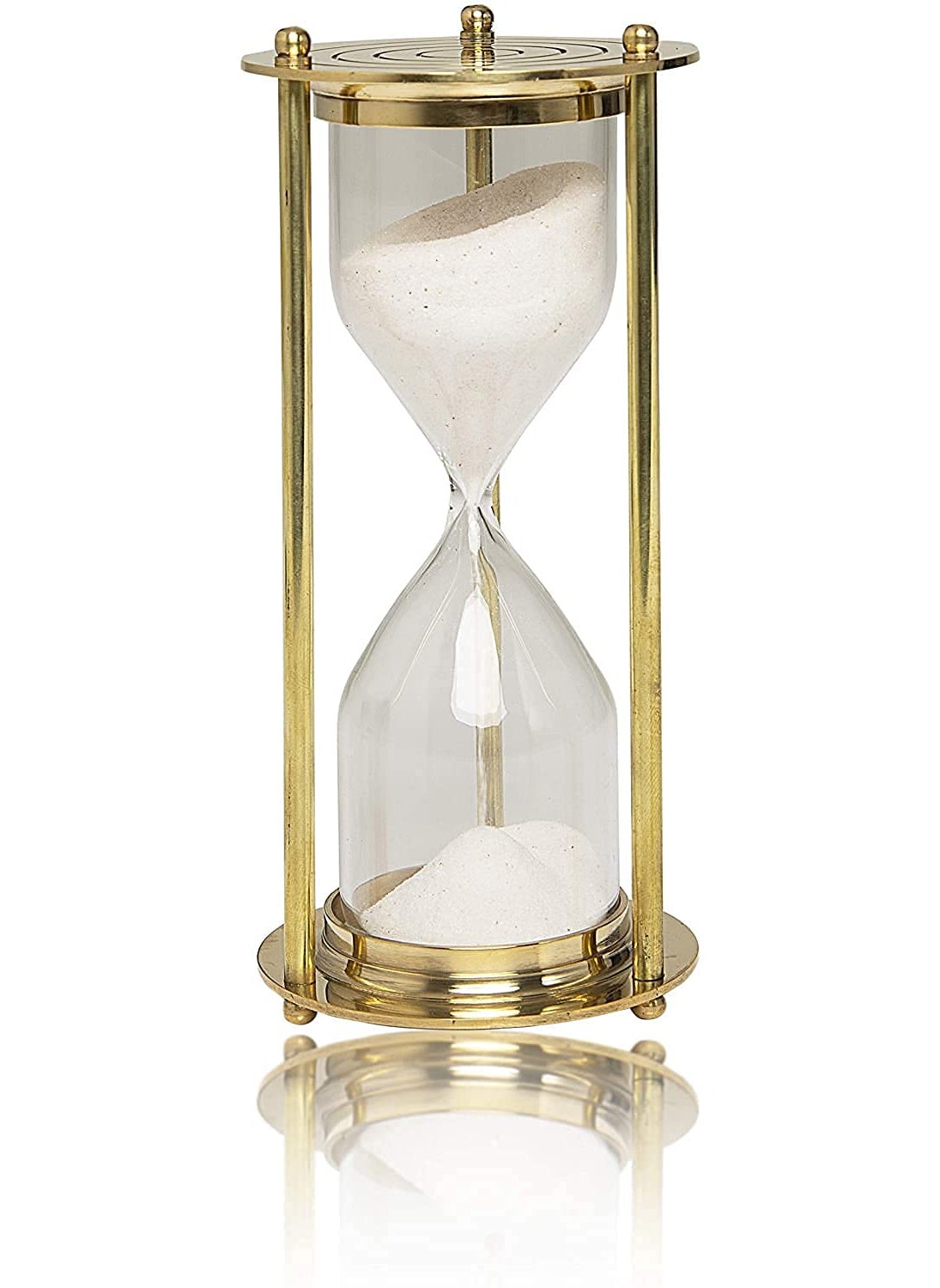 Large 57 Minute Hourglass Sand Timer Clock with Sparkling White Sand 7 Brass Vintage Antique Style Nautical Collectors Gift Decorative Souvenir Unique Creative Gifts for Home Office Study Desk