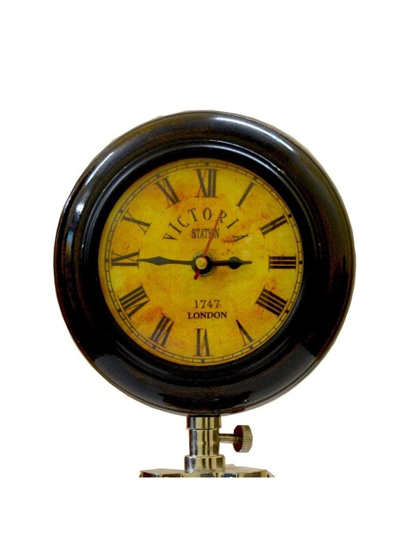 Light It Up Antique Table Desk Tripod Wall Clock 15 inch Table Clock with Adjustable Tripod Stand Floor Standing Fully Handmade