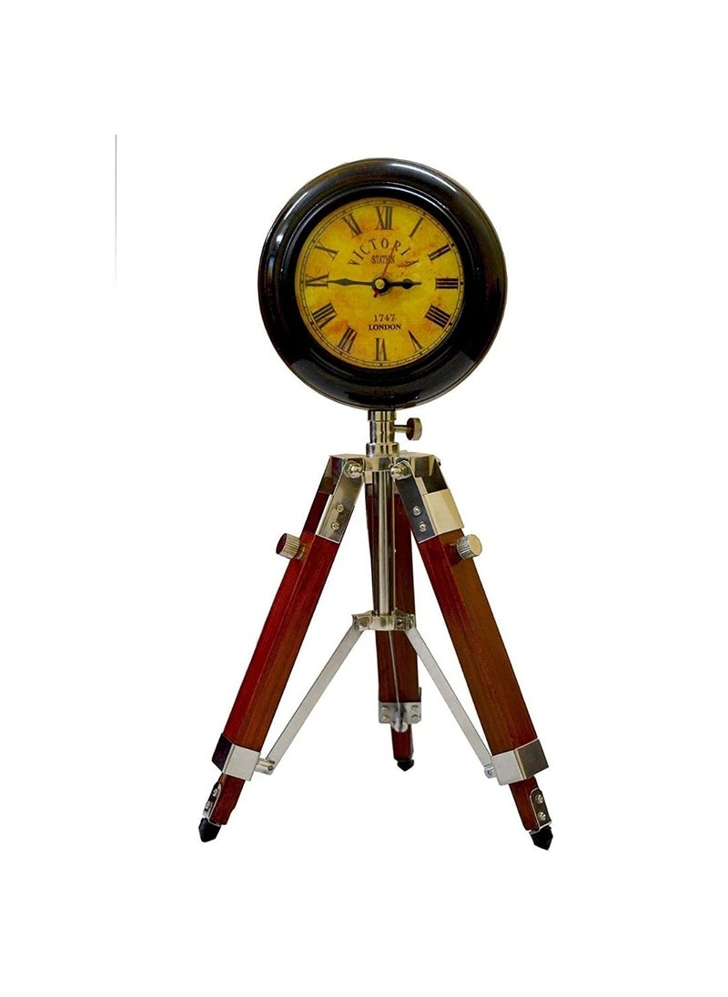 Light It Up Antique Table Desk Tripod Wall Clock 15 inch Table Clock with Adjustable Tripod Stand Floor Standing Fully Handmade