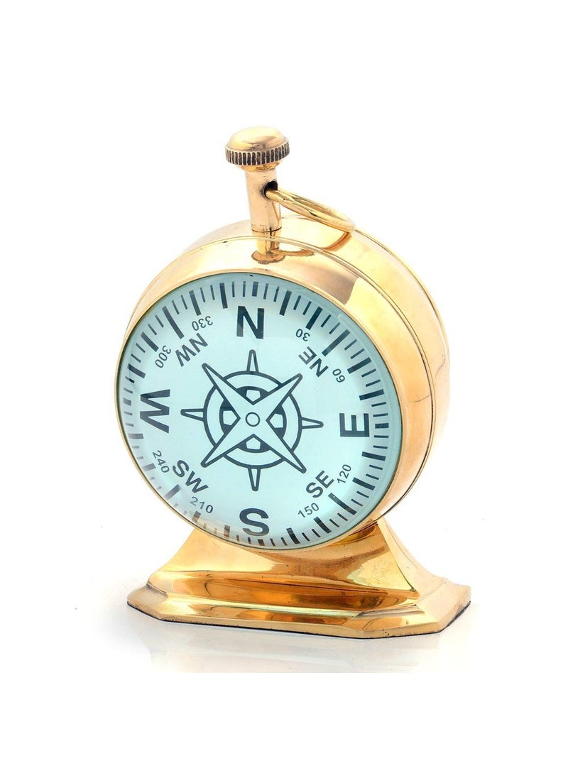 Little India Pure Brass Glossy Decorative Nautical Table Clock 367 Brown
