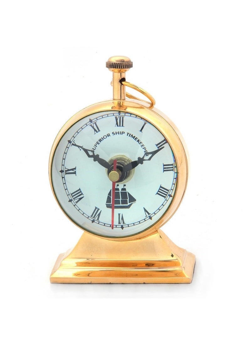 Little India Pure Brass Glossy Decorative Nautical Table Clock 367 Brown