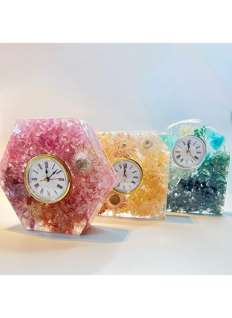 Eoast Resin Clock Molds Table Clock Mold for Resin Mantel Silicone Molds Kit for Epoxy Resin Casting DIY Home Decor Christmas Gift with 1 Clock Faces Hexagon Shape Table Clock Mould