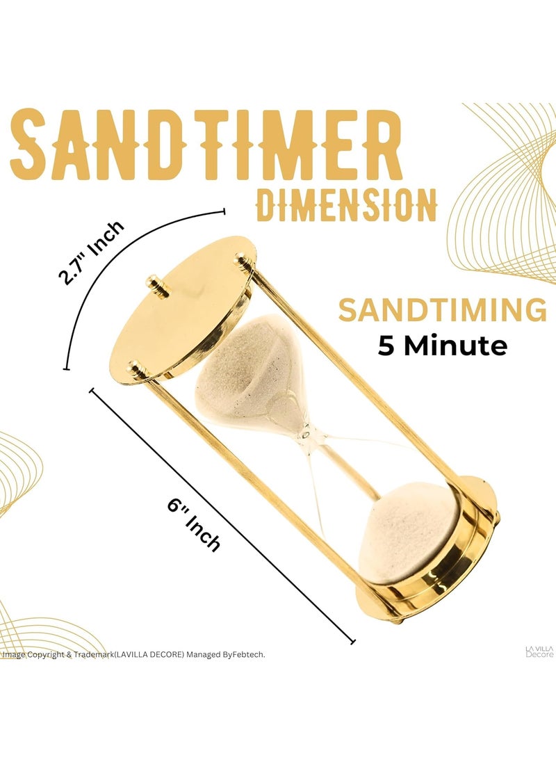Sand Timer Vintage Hourglass for Home Dcor Office Desk and Gift Classic 5Minute Sand Clock with Durable Glass and Gold Finish