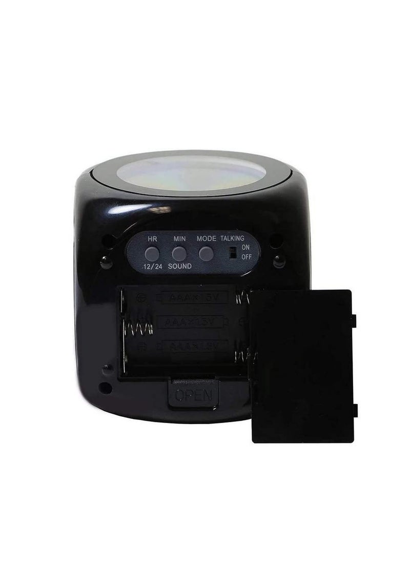 Sadgi Digital LCD Display Colorful Voice Projection Alarm Clock Weather Station LED with Temperature Wake Up Projector Clocks Without Battery Black