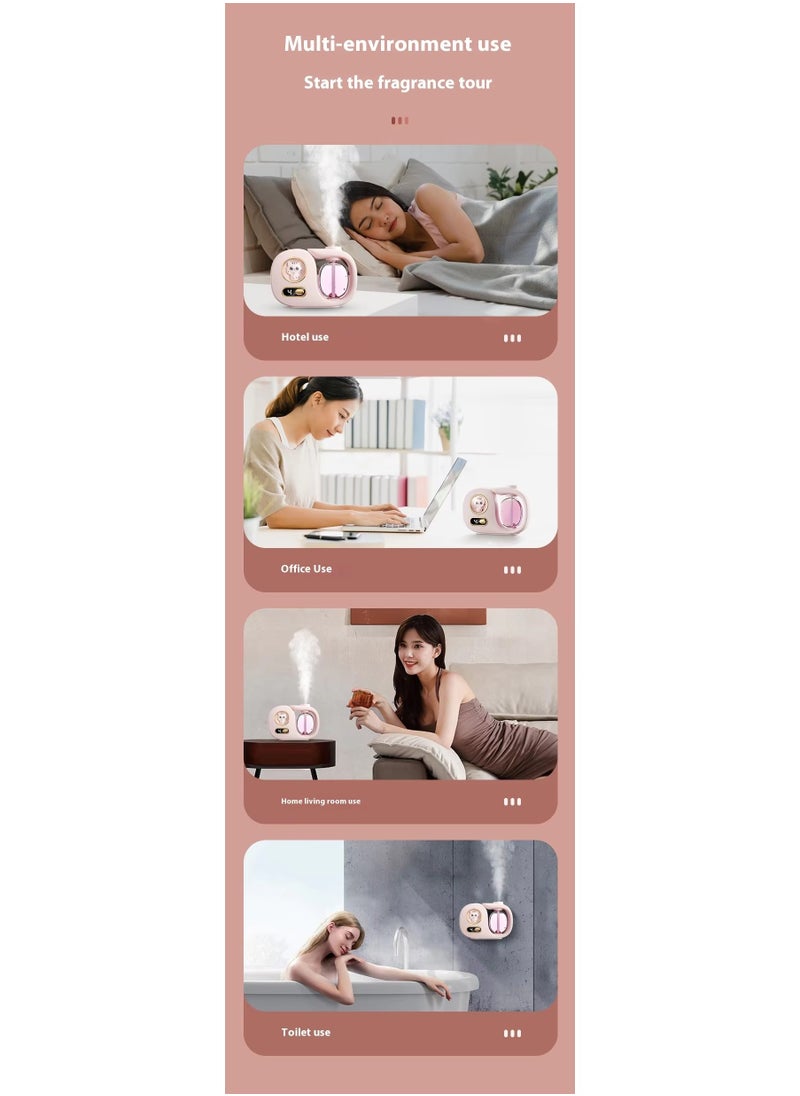 Automatic Digital Aroma Diffuser – 5th Gen Nano Ultrasonic Scent Diffuser for Home, Bedroom, Bathroom, Hotel – No-Leak Design, USB Rechargeable, Silent Operation, Multiple Scent Modes – Lasts Up to 60 Days, No Oil Included (Pink)