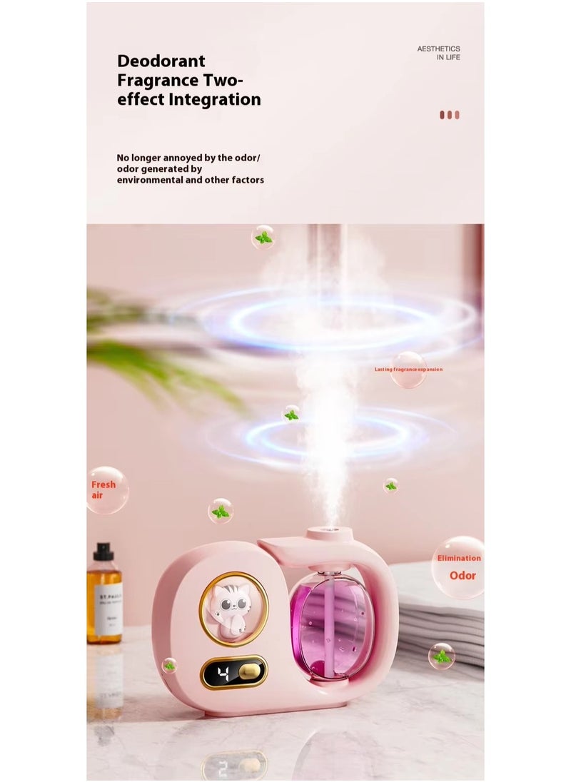Automatic Digital Aroma Diffuser – 5th Gen Nano Ultrasonic Scent Diffuser for Home, Bedroom, Bathroom, Hotel – No-Leak Design, USB Rechargeable, Silent Operation, Multiple Scent Modes – Lasts Up to 60 Days, No Oil Included (Pink)