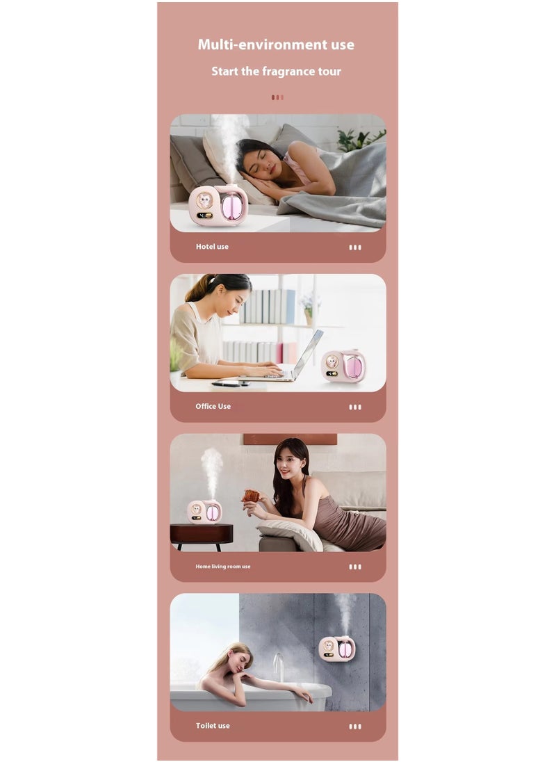 Automatic Digital Aroma Diffuser – 5th Gen Nano Ultrasonic Scent Diffuser for Home, Bedroom, Bathroom, Hotel – No-Leak Design, USB Rechargeable, Silent Operation, Multiple Scent Modes – Lasts Up to 60 Days, No Oil Included (Pink)