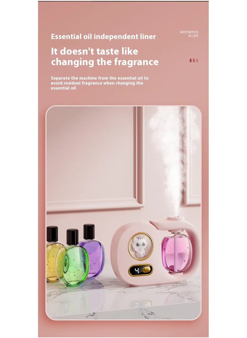 Automatic Digital Aroma Diffuser – 5th Gen Nano Ultrasonic Scent Diffuser for Home, Bedroom, Bathroom, Hotel – No-Leak Design, USB Rechargeable, Silent Operation, Multiple Scent Modes – Lasts Up to 60 Days, No Oil Included (Pink)