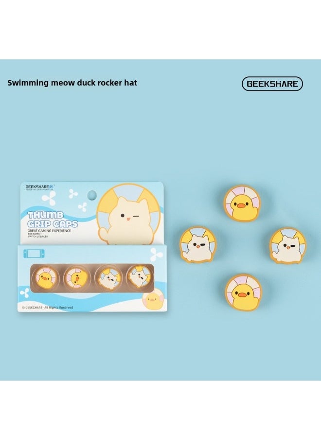 Nintendo Switch Joycon Joystick Cap Silicone Protective Cover Mint Bear Design Digital Computer Gaming Accessories-Product Color:Swimming Meow Duck
