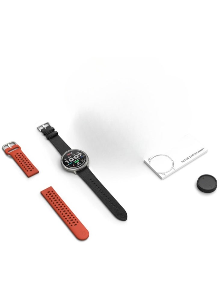 Active 2 premium version Smart Watch 44mm, 10 Day Battery, Fitness Tracker, Sleep Monitor, GPS Maps,160+ Sport Modes, Water Resistant for Smart Phones, Sapphire Glass, With 2 straps leather and normal