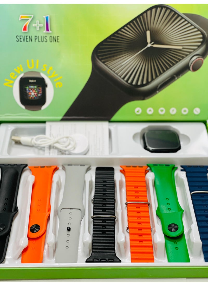 Smart Watch Series 10 with 7+1 Straps Full Touch Color Screen Bluetooth Calling Health and Sports Smartwatch Multicolor