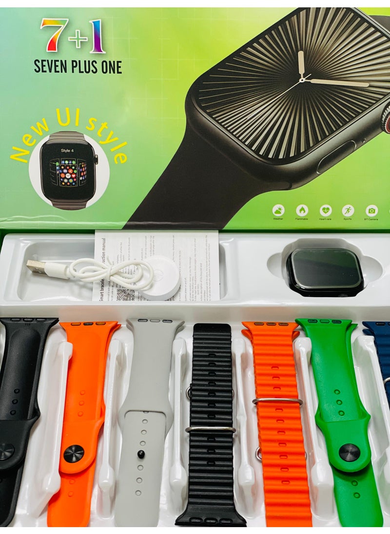 Smart Watch Series 10 with 7+1 Straps Full Touch Color Screen Bluetooth Calling Health and Sports Smartwatch Multicolor