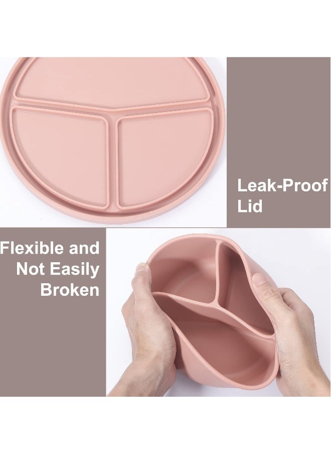 Silicone Bento Lunch Box, 3 Compartment Silicone Lunch Container, Leak-Proof Salad Bento Box, BPA-Free, Dishwasher Safe, Perfect for Work, School, Picnics