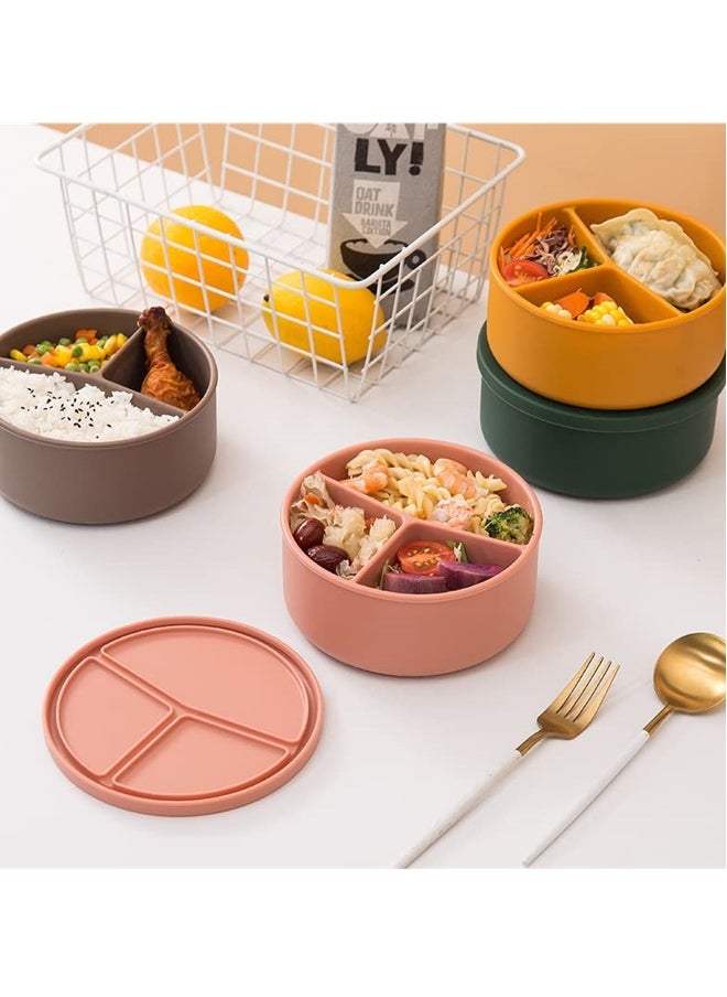 Silicone Bento Lunch Box, 3 Compartment Silicone Lunch Container, Leak-Proof Salad Bento Box, BPA-Free, Dishwasher Safe, Perfect for Work, School, Picnics