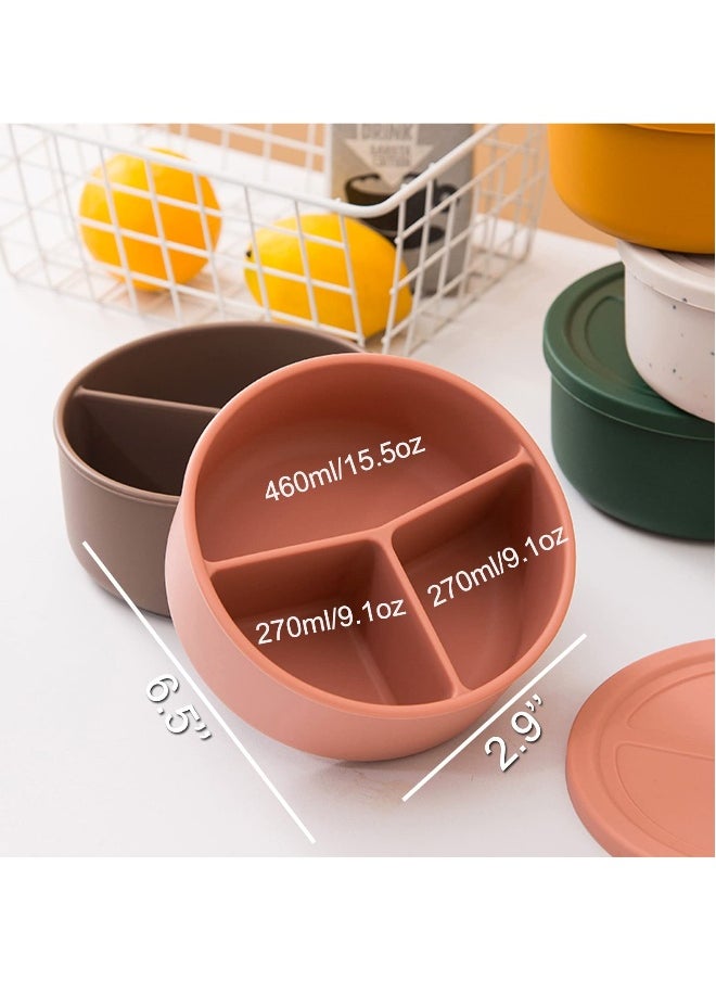 Silicone Bento Lunch Box, 3 Compartment Silicone Lunch Container, Leak-Proof Salad Bento Box, BPA-Free, Dishwasher Safe, Perfect for Work, School, Picnics