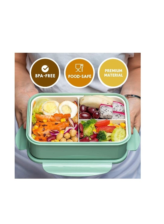 Bento Boxes for Adults - 1400 ML Bento Lunch Box For Kids Childrens With Spoon & Fork - Durable, Leak-Proof for On-the-Go Meal, BPA-Free and Food-Safe Materials
