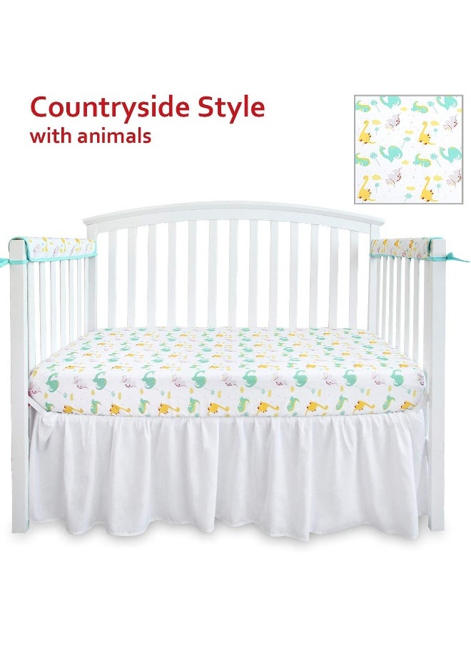 Moonsea Dinosaur Crib Sheets for Boys Girls, Baby Crib Sheets Fit for Standard Crib, Soft and Breathable Microfiber Dinosaur Fitted Crib Sheets for Unisex Baby