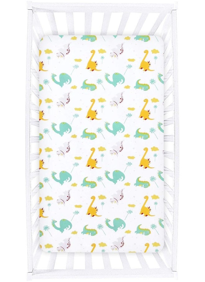 Moonsea Dinosaur Crib Sheets for Boys Girls, Baby Crib Sheets Fit for Standard Crib, Soft and Breathable Microfiber Dinosaur Fitted Crib Sheets for Unisex Baby