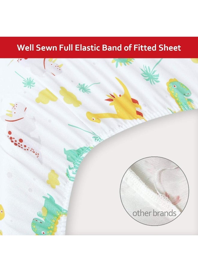 Moonsea Dinosaur Crib Sheets for Boys Girls, Baby Crib Sheets Fit for Standard Crib, Soft and Breathable Microfiber Dinosaur Fitted Crib Sheets for Unisex Baby